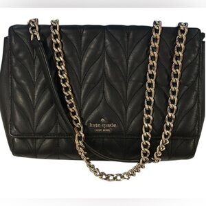 Kate Spade New York Briar Lane Quilted Shoulder Bag Black Gold Chain Strap